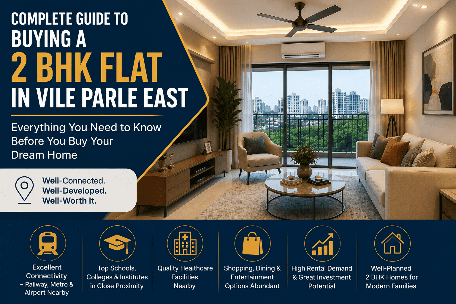 2 b‌hk flat in V​ile Pa​rle Eas‍t